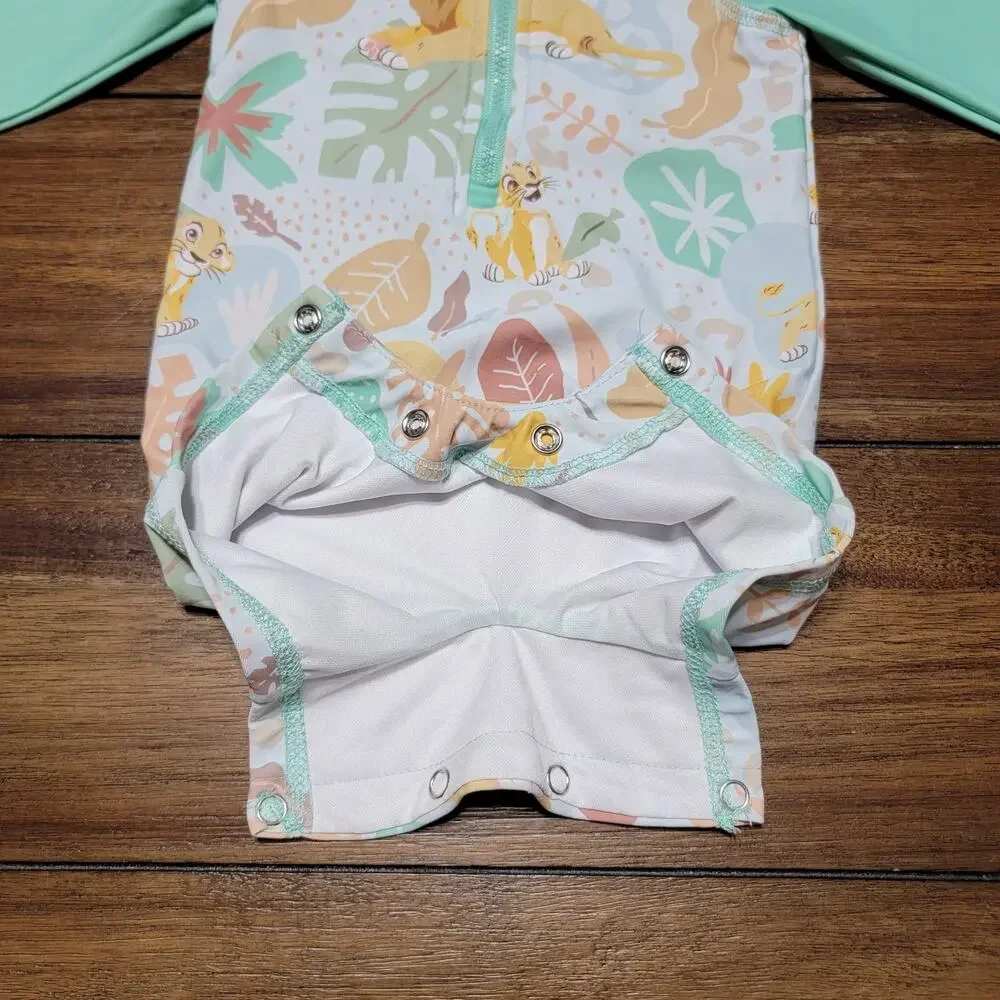 Disney Baby Lion King LS Teal 1Pc Rash Guard Unisuit w/ Snap Bottoms - Size 6-9m